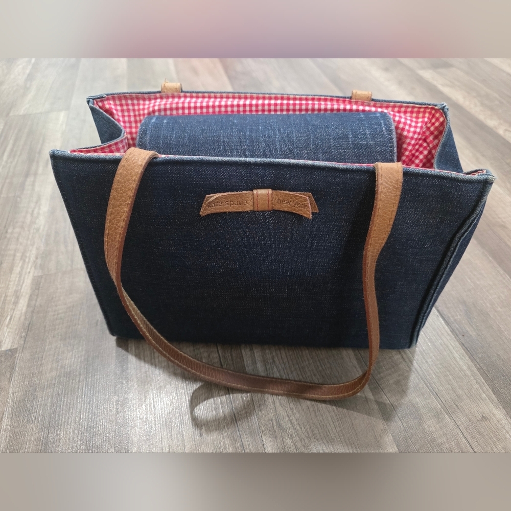 Kate SPADE Vintage 2000s Denim Jeans Baby Blue Satchel Shoulder Bag Y2K Wedding